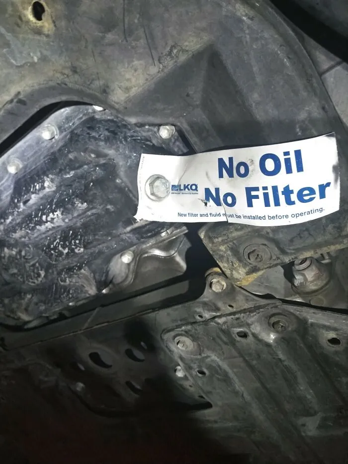 Car Comes In For An Oil Change Smelling Like Gasoline And Burning. Customer Says She Got A New Engine Put In Out Of Town