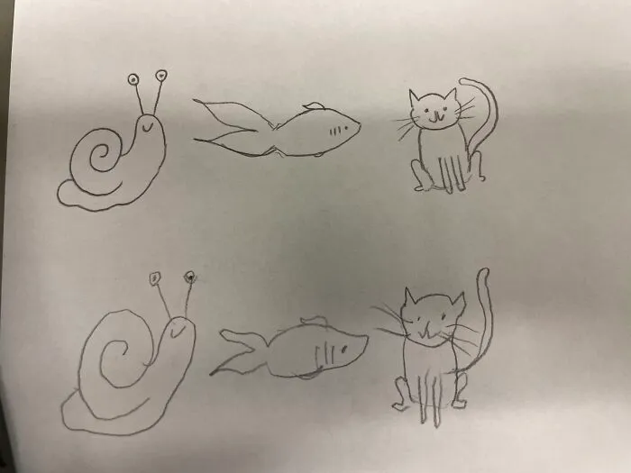 Dominant Hand On Top, Non-Dominant On The Bottom - Some Random Animal Doodles :)