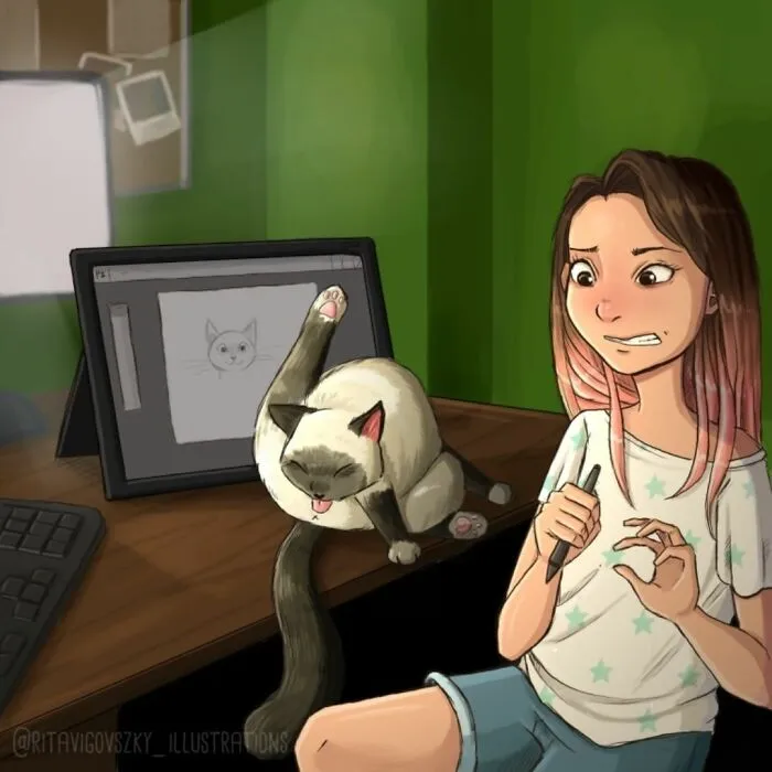 30 Ilustraciones que muestran cómo es tener un gato