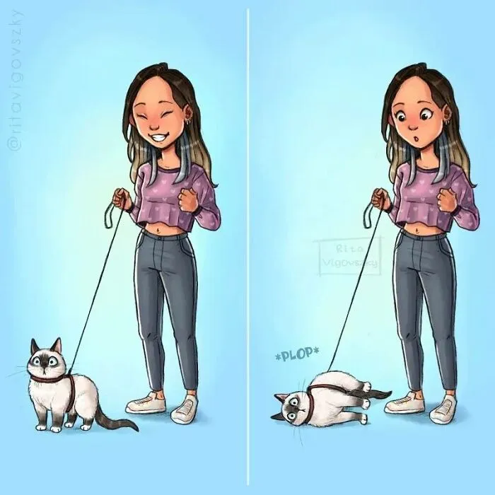 30 Ilustraciones que muestran cómo es tener un gato