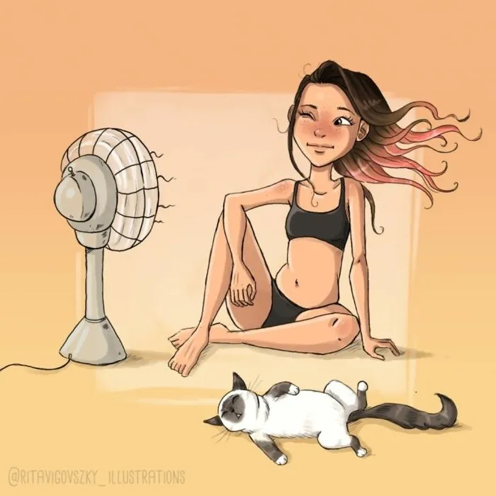 30 Ilustraciones que muestran cómo es tener un gato