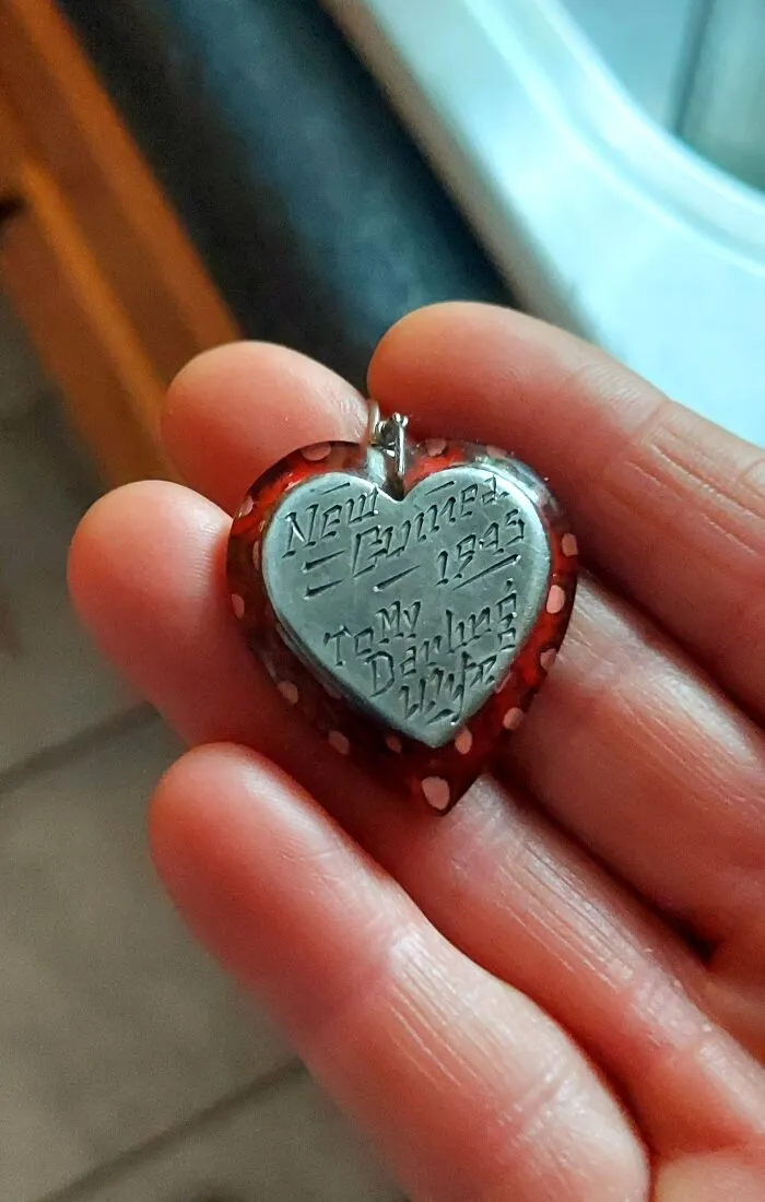 A Gift My Grandfather Had Made For My Grandmother During Ww2 While He Was Stationed In The South Pacific. Not Sure What Type Of Stone Its Set On. They Met On A Blind Date, Got Married 5 Days Later And 5 Days After That He Was Shipped Off. They Didn't See Each Other Again For 2 And 1/2 Years. They Were Married For 55 Years. .