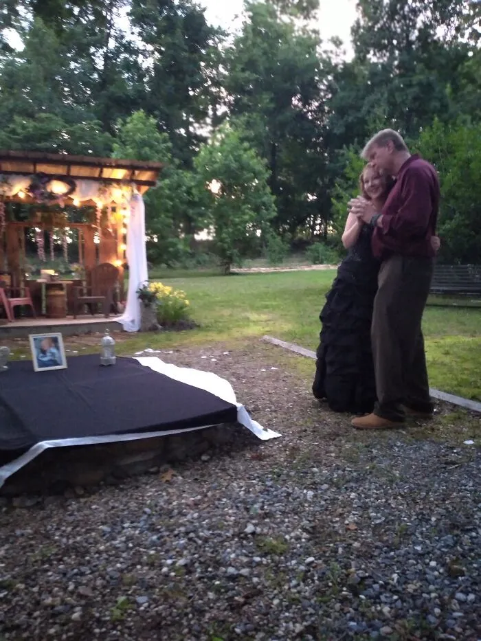 Dancing With My Father At My Wedding. Picture On The Table Is My Son Who Passed Away