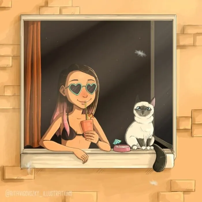 30 Ilustraciones que muestran cómo es tener un gato