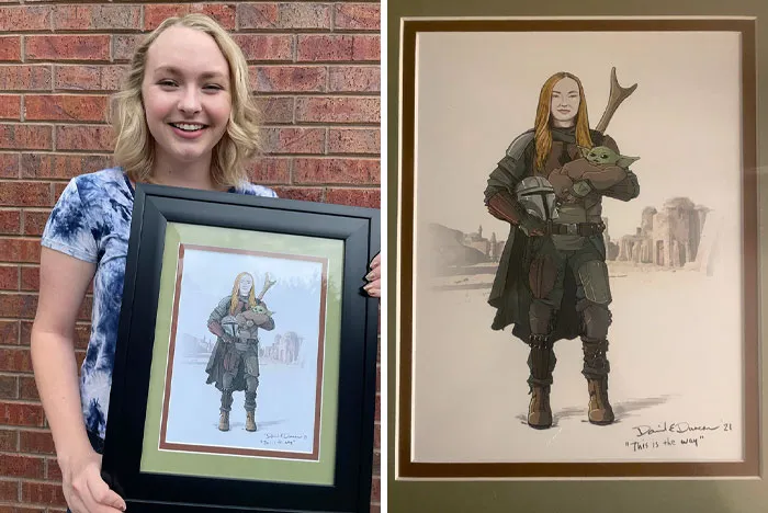 For My Birthday This Year, My Dad Commissioned One Of The Mandalorian Story Board Artists (Who He Knows From High School) To Draw Me As The Mandalorian