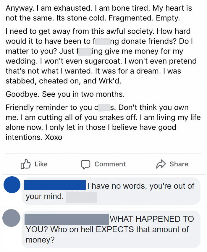 Bride Cancels Wedding Because Her Guests Didn't "Donate" $1500 Each To Fund Her Wedding