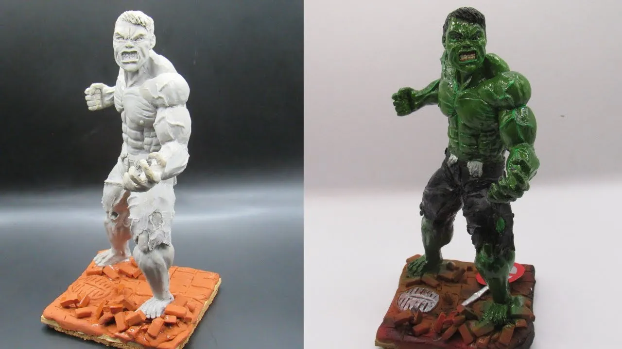 My Boyfriend Transforms Like This When He Is Mad So He Made A Miniature Sculpture Of "Incredible Hulk".