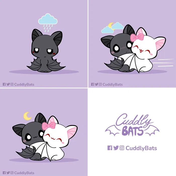 My 20 Wholesome Comics Depict A Cute Bat Couple That Is In A Relationship