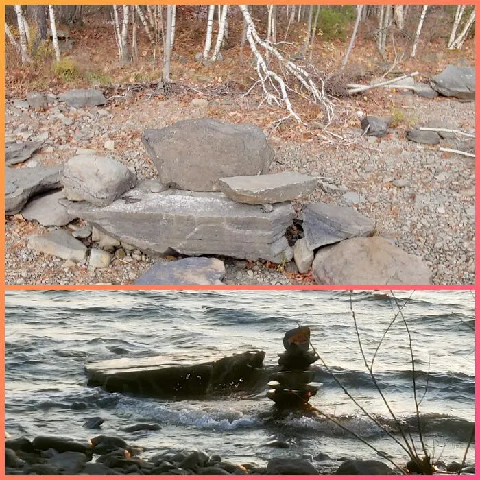 Lake Wallenpaupack. There's Stacks Of Stones Everywhere, But The Best Is The Throne Someone Made Out Of Stones Facing West.