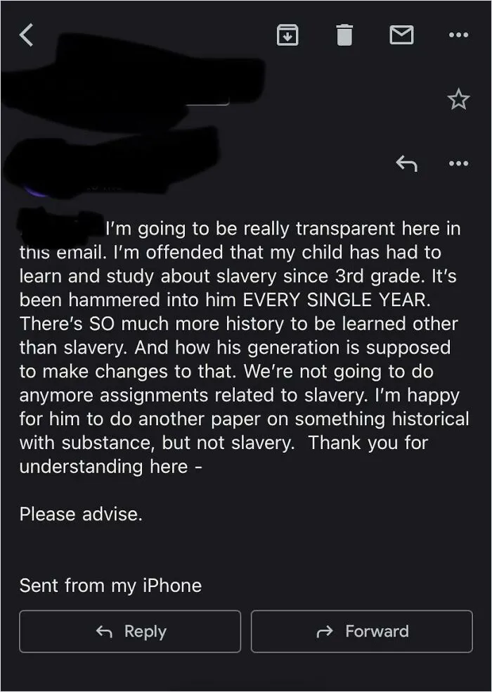 Email I Received From A Parent After Her Son Did Not Complete Two Assignments In The Apush Civil War Unit