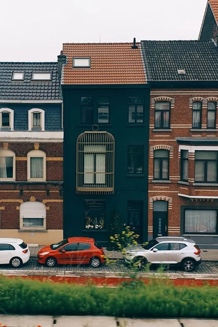 Spotted From The Train! This Is A House In Ghent, Belgium. The Cage Was Clearly Inspired By The Surrealist Painter René Magritte