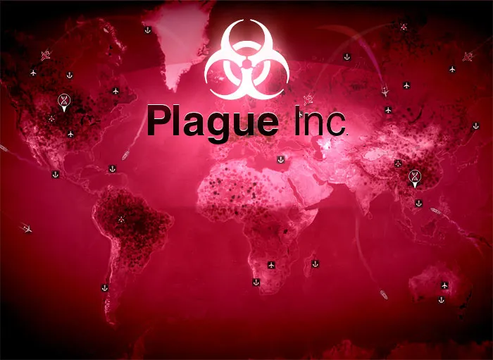 Plague Inc gameplay screen showing global infection spread on a red map in a popular mobile game from top mobile games list.