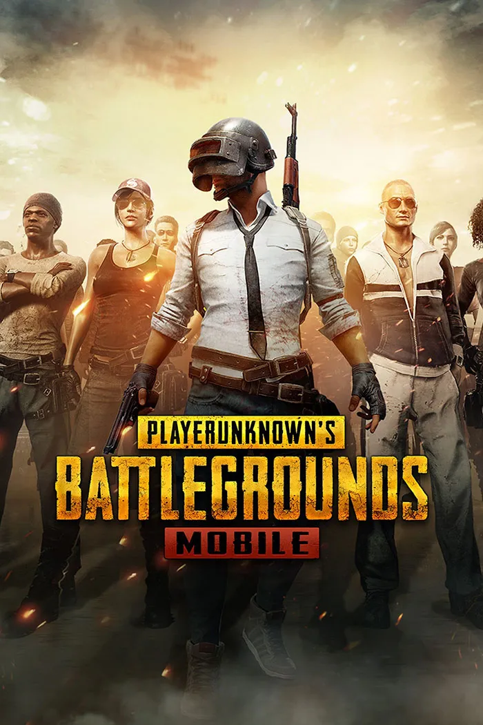 Characters from PlayerUnknown's Battlegrounds Mobile game standing ready in a dramatic battlefield scene.