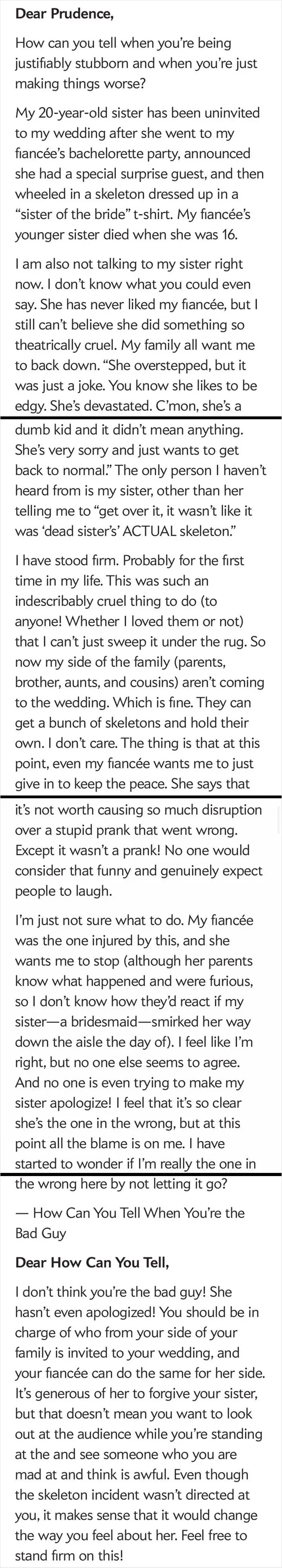 Bridesmaid/Sil From Hell From Dear Prudence