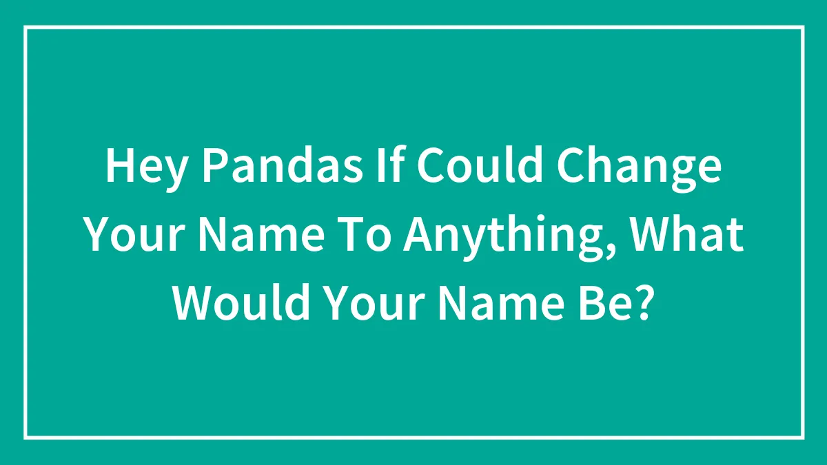 Hey Pandas If Could Change Your Name To Anything, What Would Your Name Be? (Closed)
