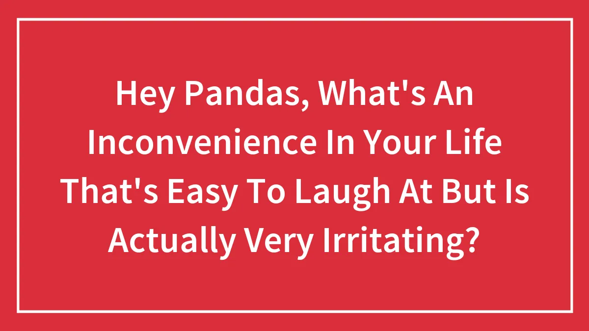 Hey Pandas, What's An Inconvenience In Your Life That's Easy To Laugh At But Is Actually Very Irritating? (Closed)