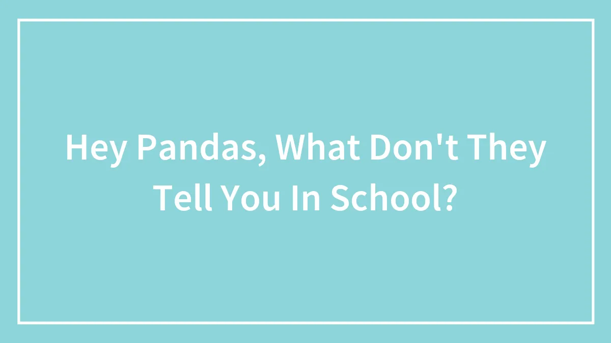 Hey Pandas, What Don't They Tell You In School? (Closed)