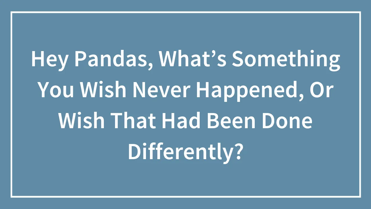 Hey Pandas, What’s Something You Wish Never Happened, Or Wish That Had Been Done Differently? (Closed)