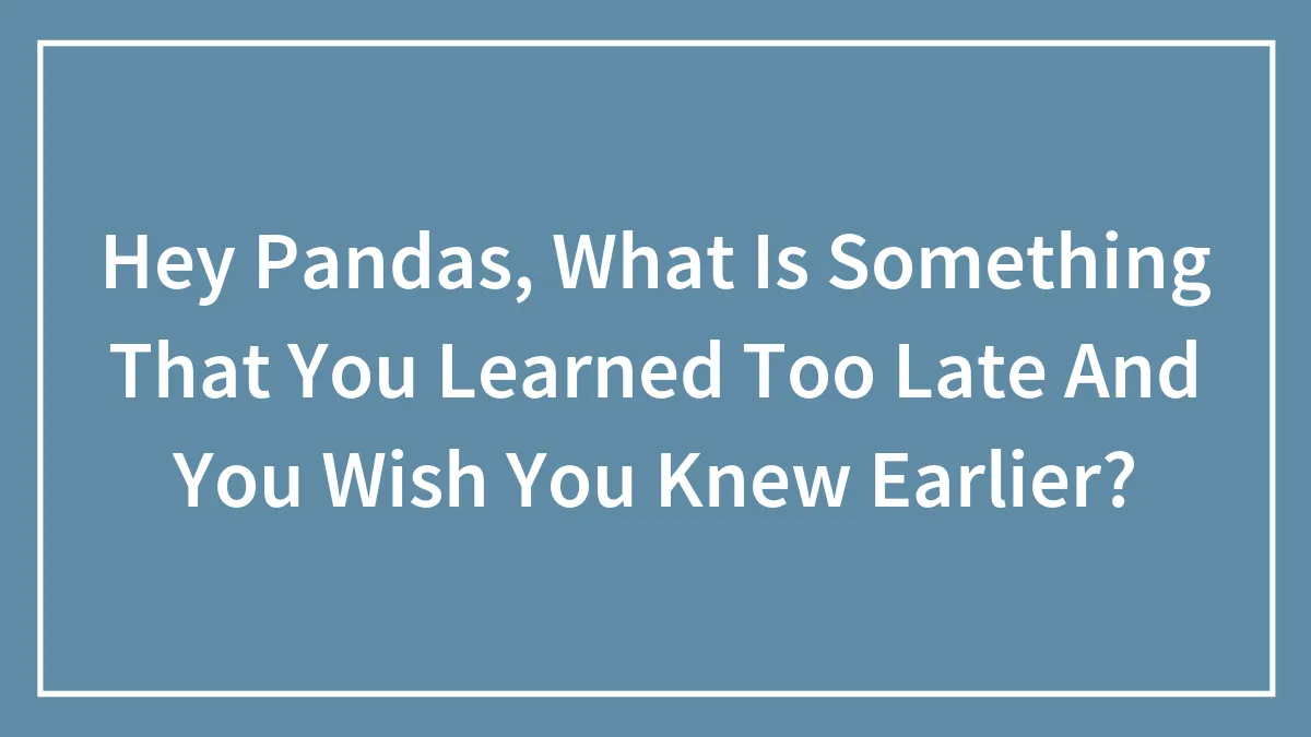 Hey Pandas, What Is Something That You Learned Too Late And You Wish You Knew Earlier? (Closed)