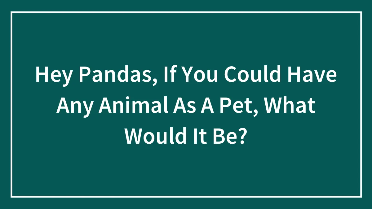 Hey Pandas, If You Could Have Any Animal As A Pet, What Would It Be?