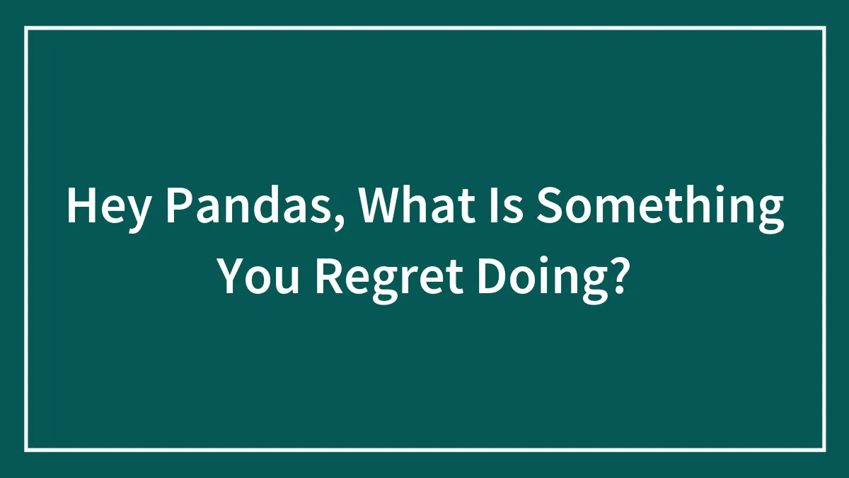 Hey Pandas, What Is Something You Regret Doing?