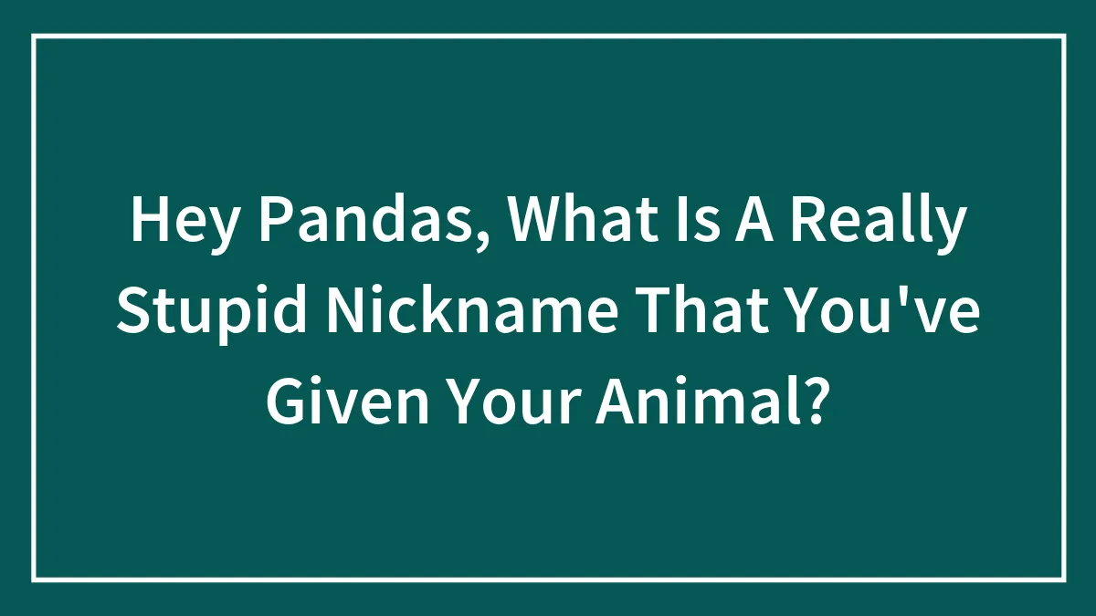 Hey Pandas, What Is A Really Stupid Nickname That You've Given Your Animal?