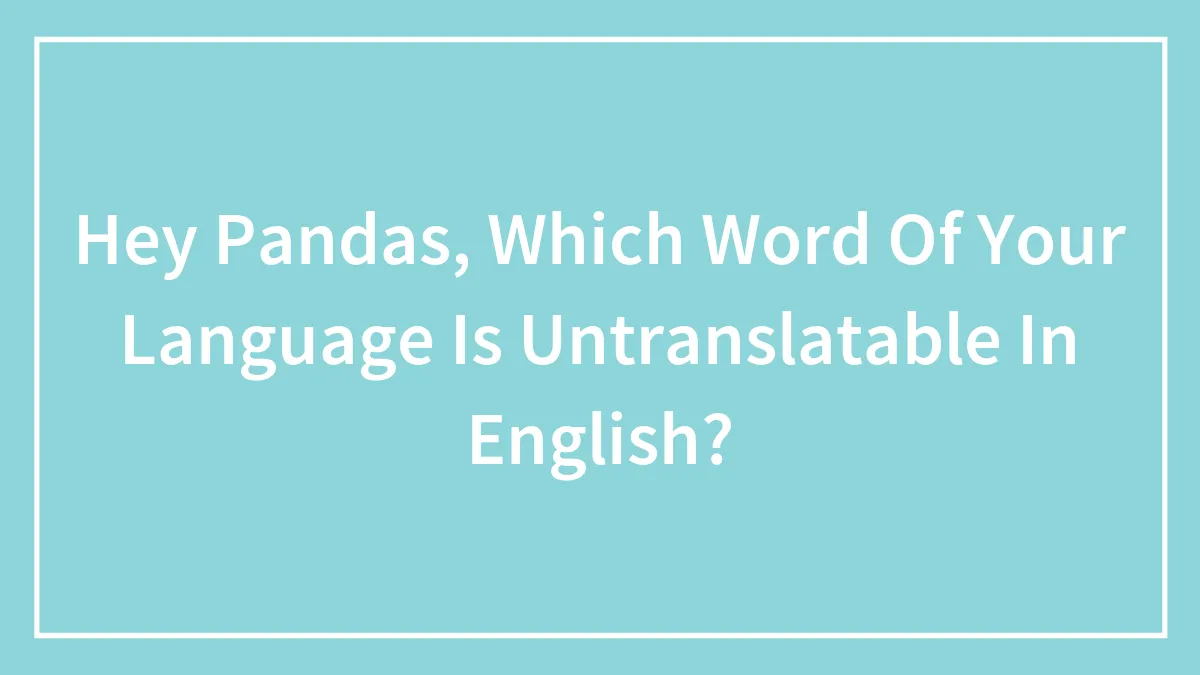 Hey Pandas, Which Word Of Your Language Is Untranslatable In English? (Closed)