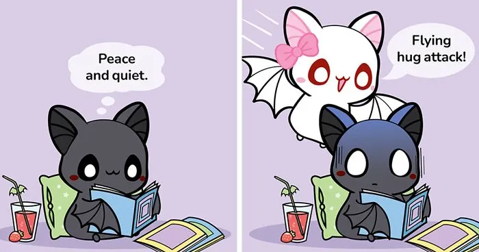 My 20 Wholesome Comics Depict A Cute Bat Couple That Is In A Relationship