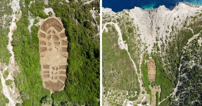 A Giant Human Footprint Appeared On Greek Island (4 Pics)