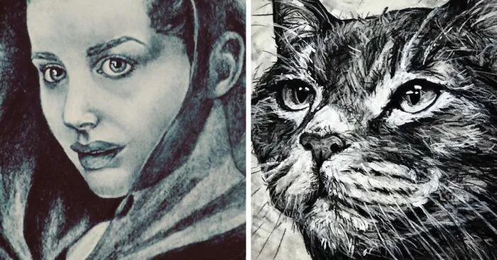 My Black And White Charcoal And Pencil Illustrations (15 Pics)