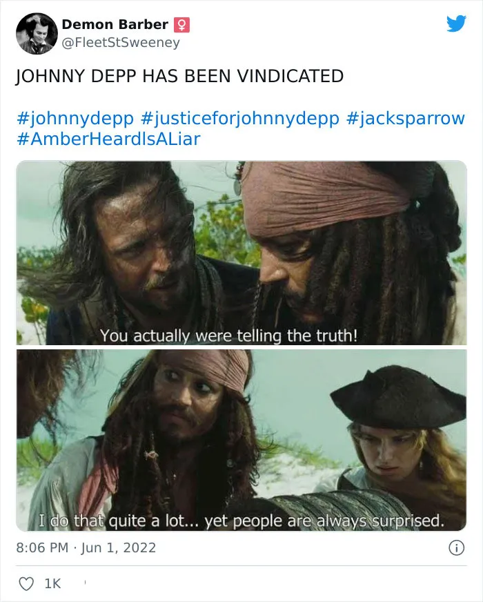 40 Of The Best Reactions People Posted In Response To Johnny Depp Winning His Defamation Lawsuit Against Ex-Wife Amber Heard
