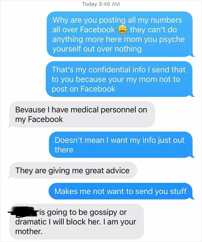Been In The Hospital A Week With My So And I’m Finally Getting Out Today And My Mother Posted A Screenshot Of My Blood Work Lab From This Morning On Facebook Because She Doesn’t Think I Should Be Discharged Yet