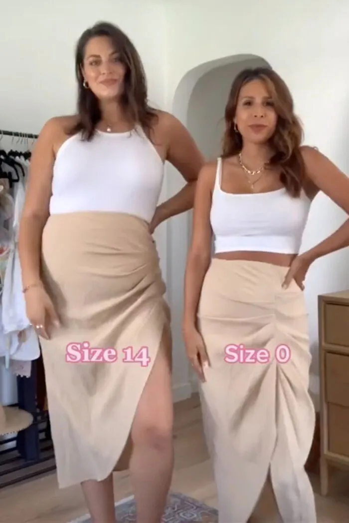 Estas mujeres comparan las tallas XL y XS de la misma ropa y sus videos se hacen virales