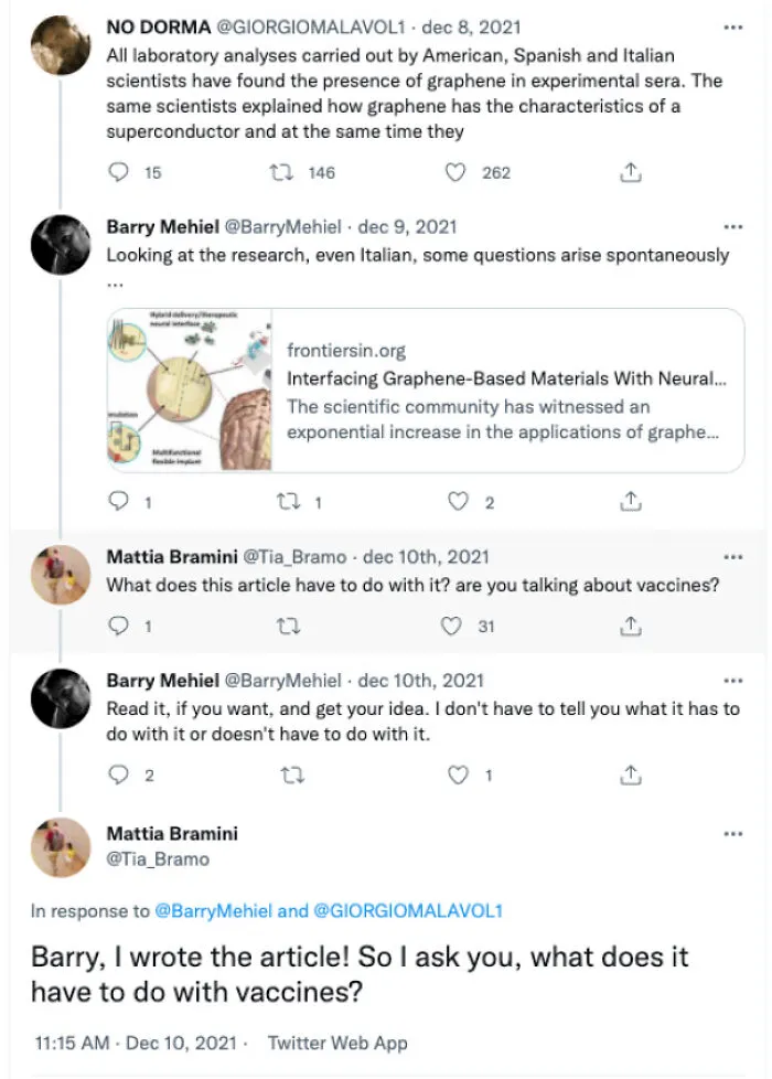 Italian Researcher Getting Sent His Own Article About Grafene By Antivaxxers :)