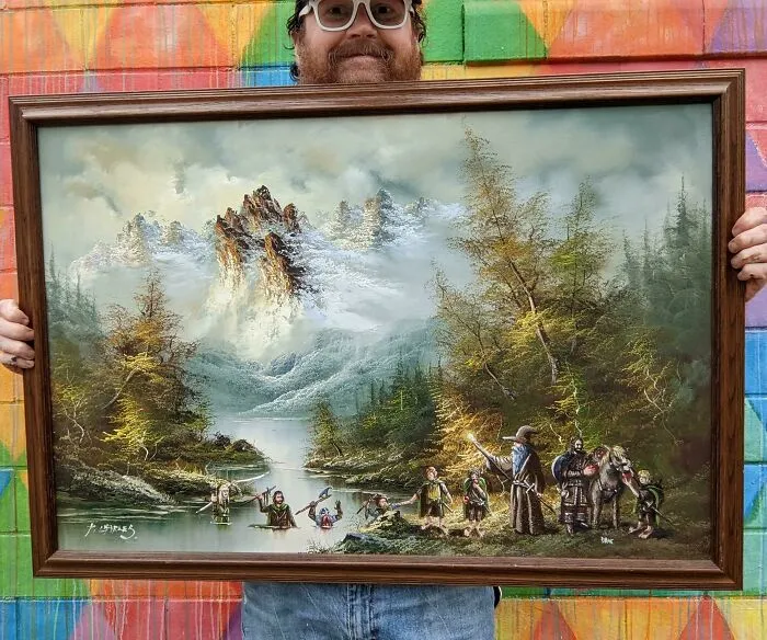 Lotr Added To A Thrifted Painting