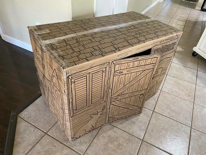 The Box That My Grill Came In Can Be Inverted To Make A Playhouse For A Toddler