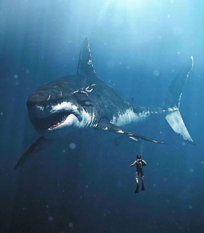Megalodon & Human Size Comparison