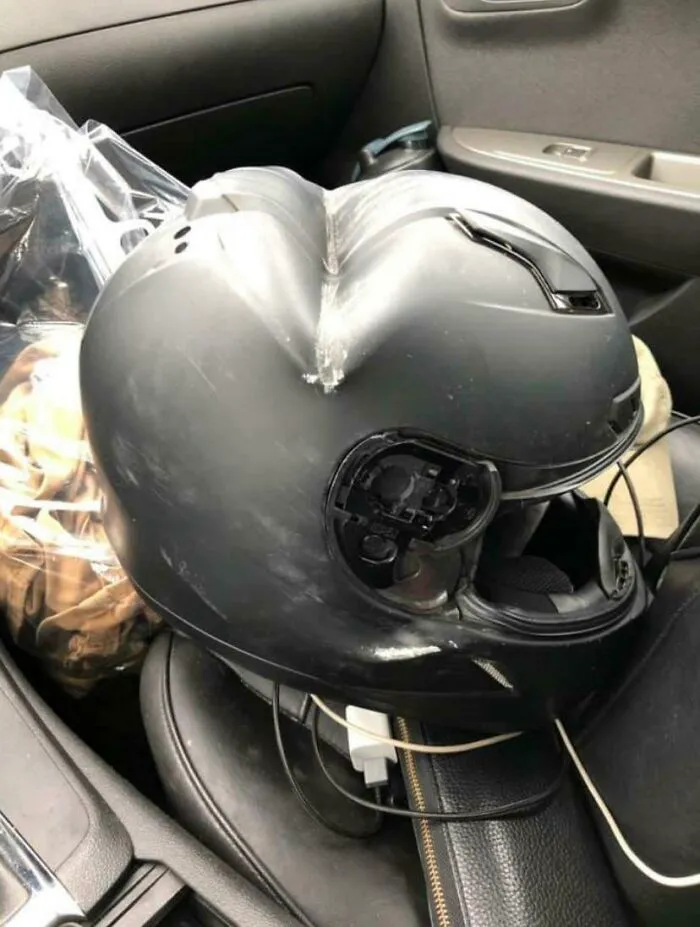 The Guy Wearing This Survived (Wear Your Helmet On Your Motorcycle, Kids)