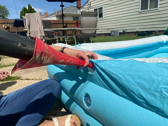 Used A Leaf Blower And A Funnel To Inflate A Pool. Actually Worked Fairly Quickly