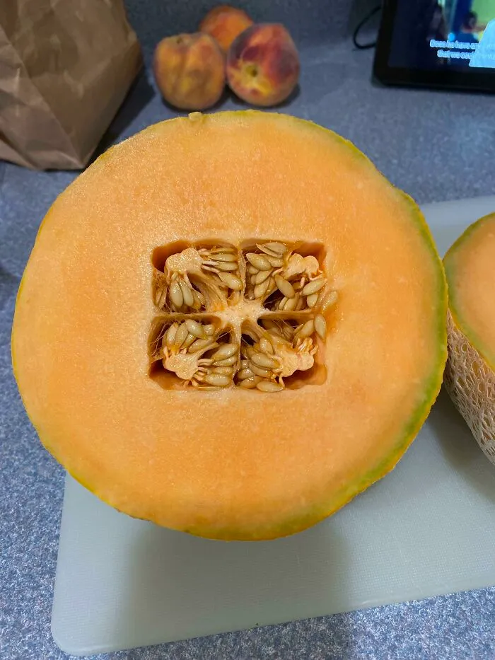 El interior cuadrado de este melón