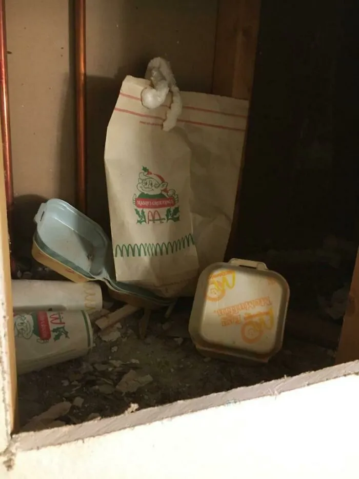 1977 McDonalds' Christmas Trash Found In The Wall Of Our House
