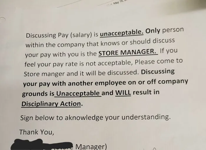My New Manager Wrote This Up Today. Non-Union Grocery Business In Ohio. What Are My Options? Is This Legal?