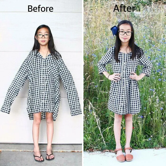 Mom Transforms 30 Old And Ugly Pieces Of Clothing To Save Money, And The Result Gains Her 296k Instagram Followers