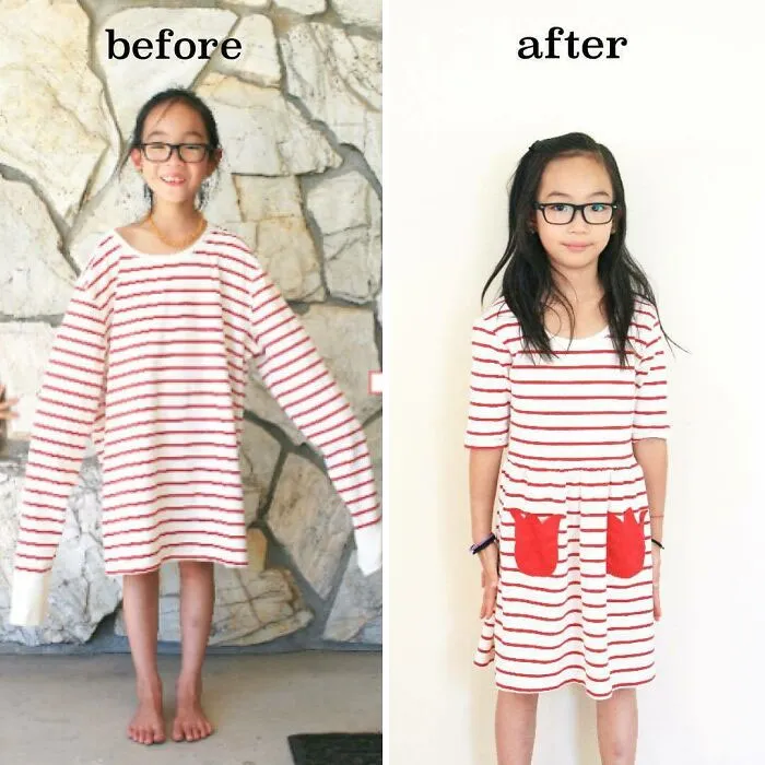 Mom Transforms 30 Old And Ugly Pieces Of Clothing To Save Money, And The Result Gains Her 296k Instagram Followers