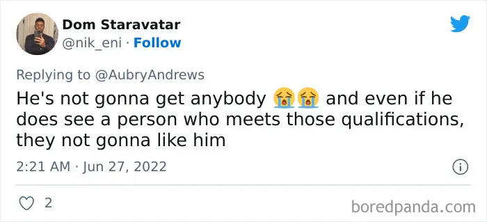 People Are Roasting This Guy's Insane Demands For Women In His Tinder Bio, Here Are 50 Of The Most Savage Tweets