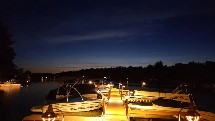Watching The Sunset Over Lake Harmony On The Dock. Lake Harmony, Pa, USA