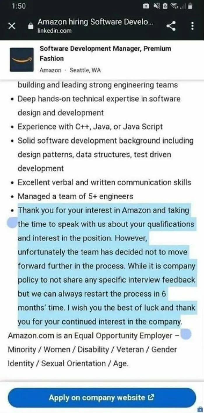 Amazon Rejects You Before You Even Apply