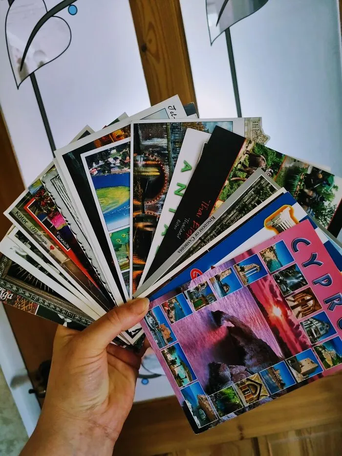 Cards I Sent To My Grandmom From My Travels. She Died On A Christmas Day. Im Keeping Them Safe Now.