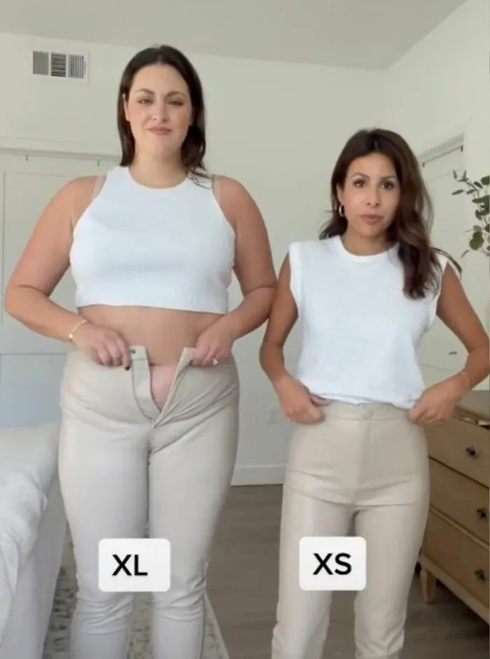 Estas mujeres comparan las tallas XL y XS de la misma ropa y sus videos se hacen virales