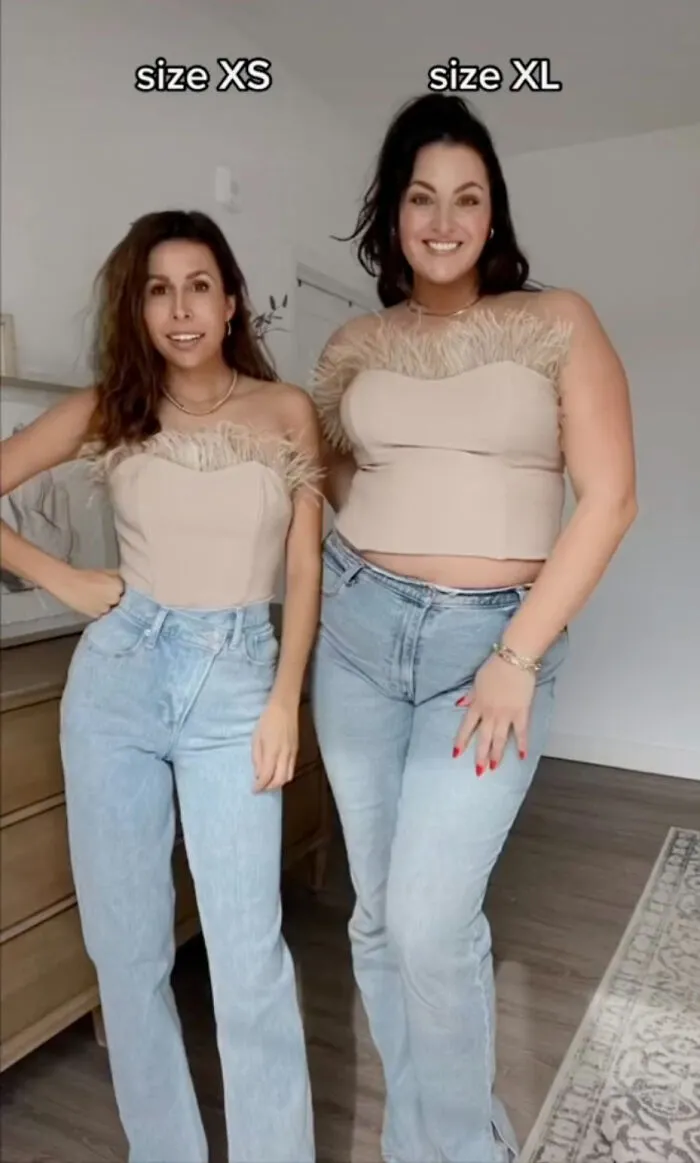 Estas mujeres comparan las tallas XL y XS de la misma ropa y sus videos se hacen virales